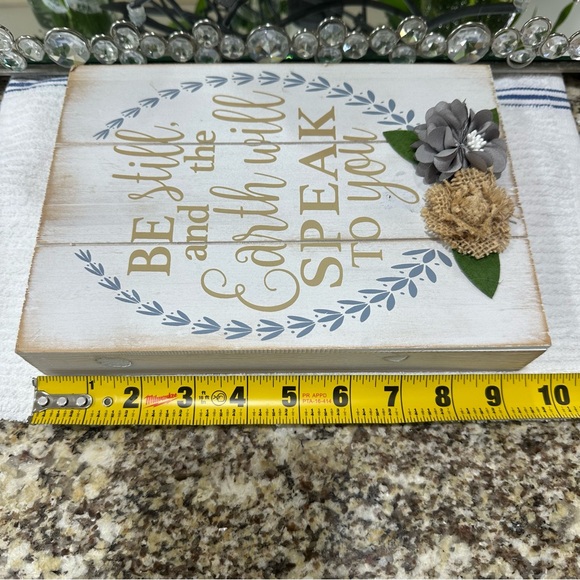 Inspirational Wooden Sign with Floral Accents Farmhouse decor natural outdoors - Picture 9 of 11